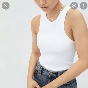 Everlane ribbed cutaway tank, white, large